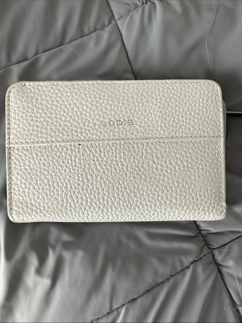 Lodis White Pebbled Leather Zip Wallet